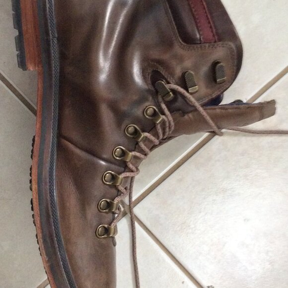 Men's Cole Haan Grand OS boots | lined | Size 10 W | lace up | Brown w/ burgandy - Picture 4 of 10